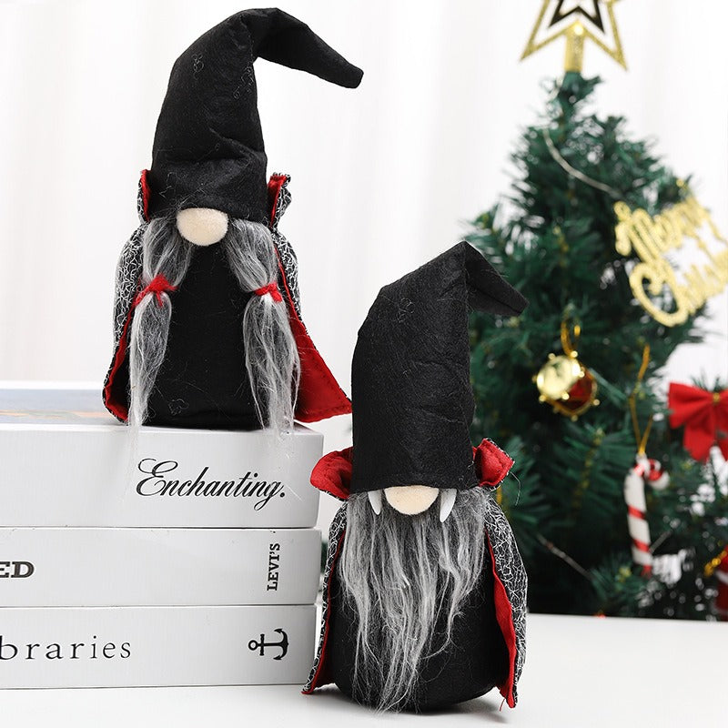 Halloween Dwarf Decoration Faceless Doll Black Witch Cloak Hat Vampire Doll Ornament Gift