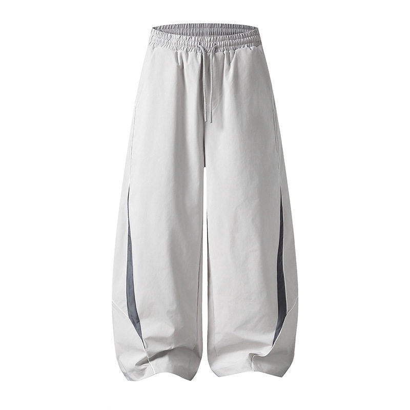 Patchwork Color-Blocked Unisex Spring Casual Loose Wide-Leg Pants Sports Long Pants