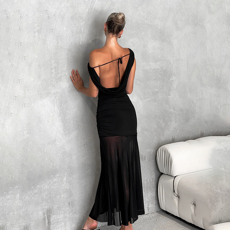 Dress maysha Pocket neck backless mesh
