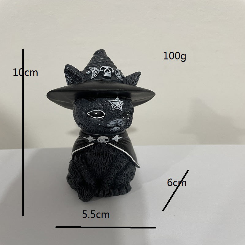 Halloween Magic Cat Resin Craft Ornament Animal Sculpture