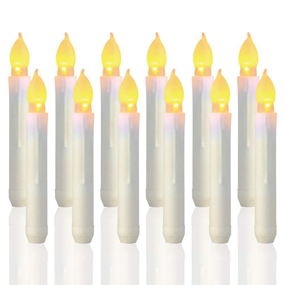 12pcs Long Candle Wedding Birthday Pie Led Electronic Candle Lights Halloween Christmas Dinner Candles