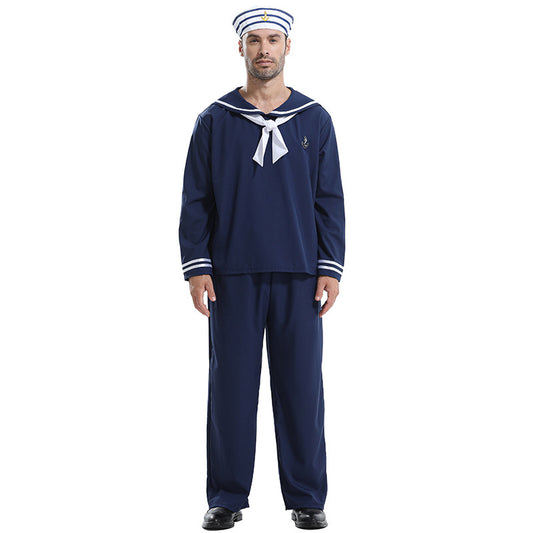 Halloween Costume Sailor Suit Role Play Uniform Stage Performance Nautical Clothing Navigator