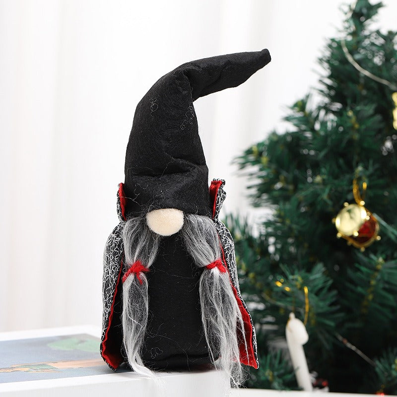 Halloween Dwarf Decoration Faceless Doll Black Witch Cloak Hat Vampire Doll Ornament Gift