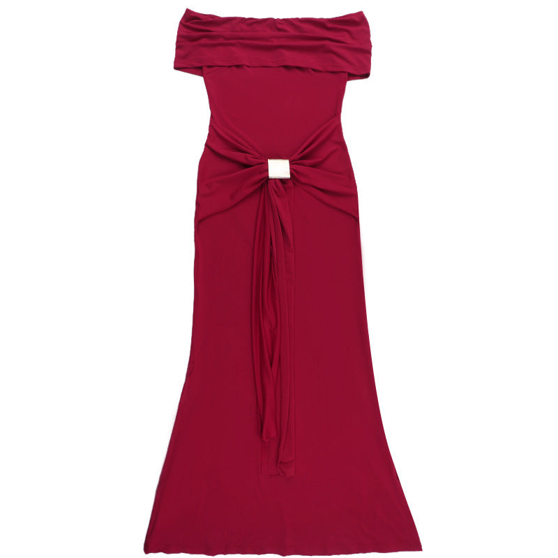 One shoulder slim fit fish tail slim fit dress