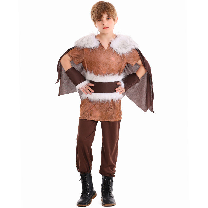 Halloween Kids Costume Viking Cosplay Stage Party Performance Outfit Viking Warrior Boy's Set