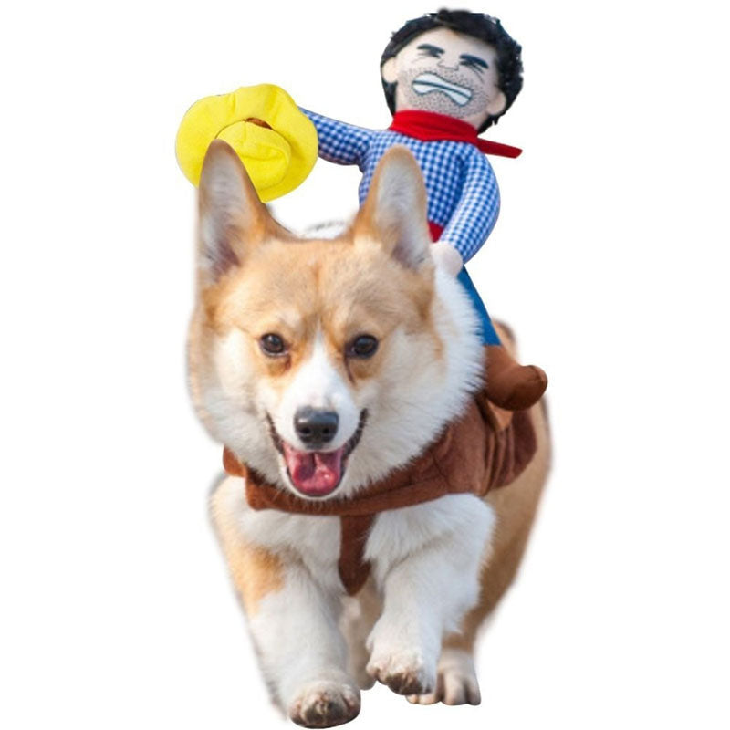 Funny Pet Halloween Costume – Cowboy Rider Dog Outfit for Small & Medium Dogs |