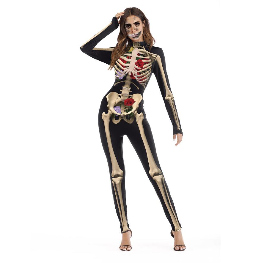 Halloween Long Sleeve Jumpsuit – Festival & Party Cosplay Costume for Women