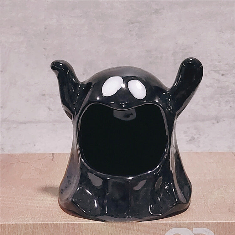 Popular Halloween Ceramic Ghost Candlestick Ware Decoration Home Table Top Scented Candle Container