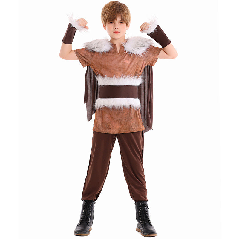 Halloween Kids Costume Viking Cosplay Stage Party Performance Outfit Viking Warrior Boy's Set
