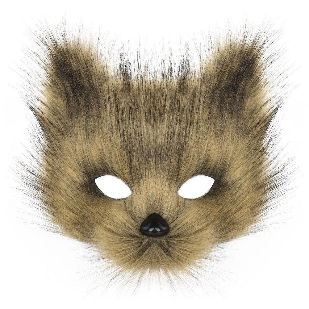 Halloween suit simulation fox mask gloves plush fox tail handmade animal tail cos prop accessories