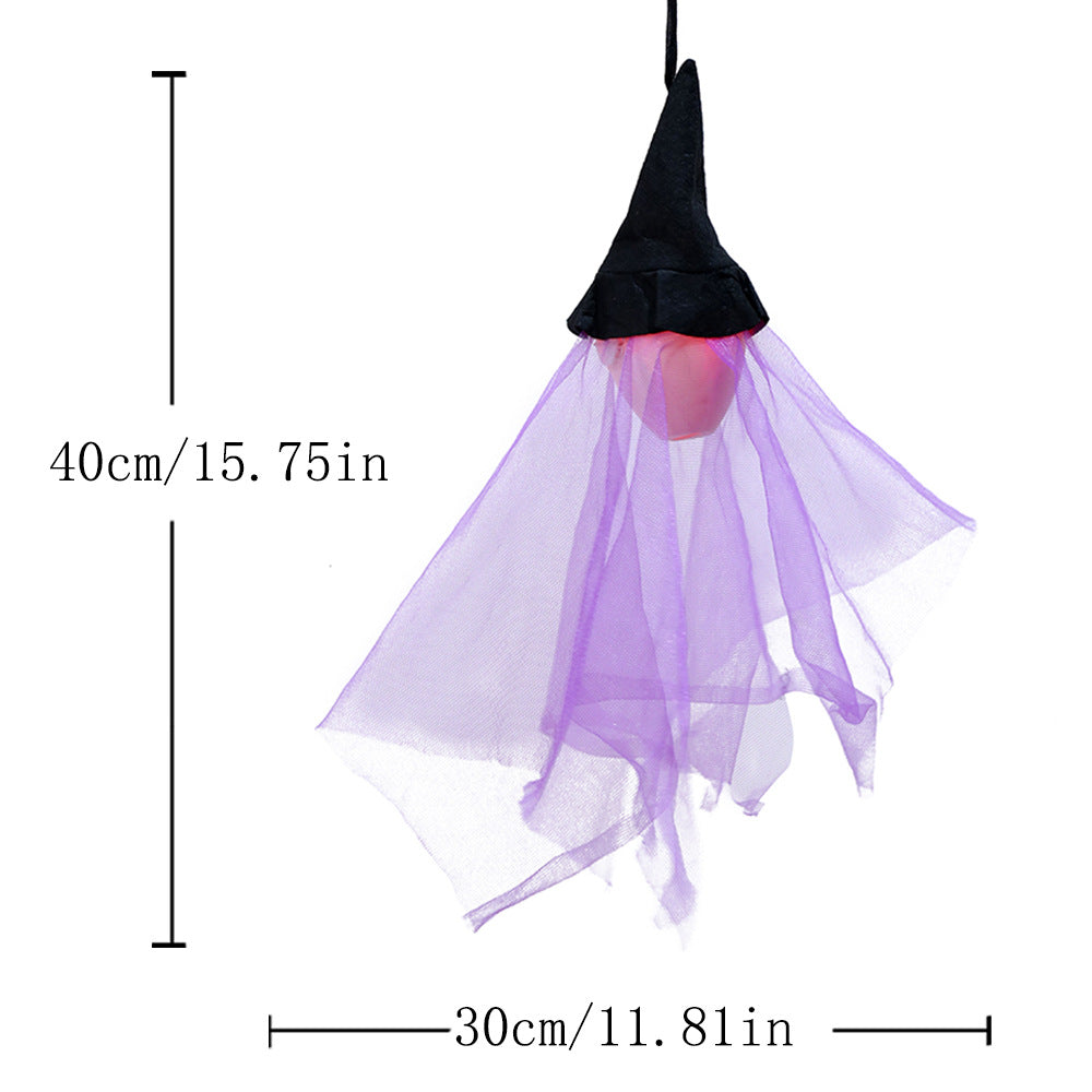 Halloween ghost hanging, glowing witch hanging, haunted house party, bar atmosphere, decoration, path, prank toys