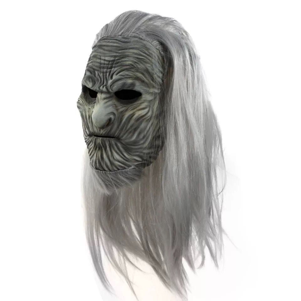White Walker Cosplay Mask with LED Eyes – Game of Thrones Night King Halloween Latex Mask