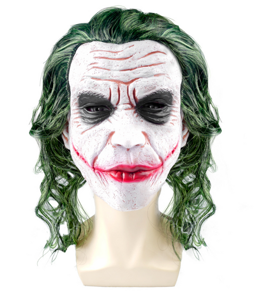Joker Clown Mask – The Dark Knight Batman Cosplay Latex Mask with Green Hair for Halloween Party