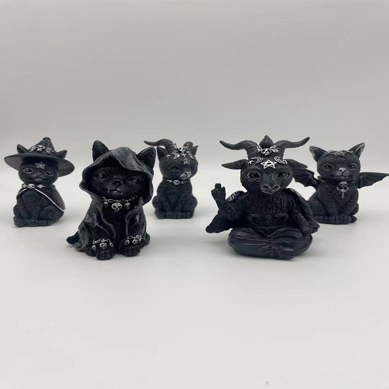 Halloween Magic Cat Resin Craft Ornament Animal Sculpture