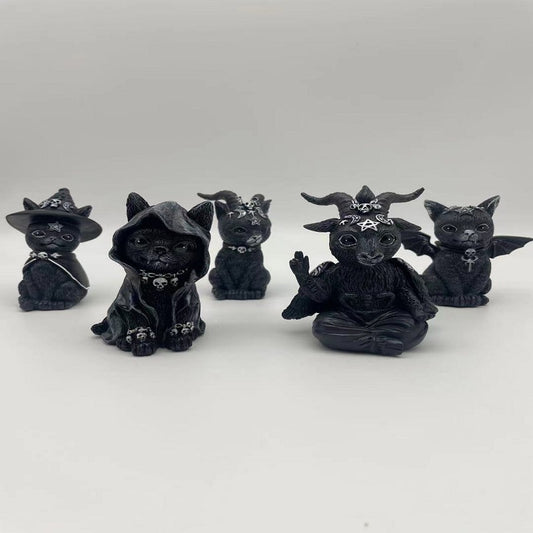 Halloween Magic Cat Resin Craft Ornament Animal Sculpture
