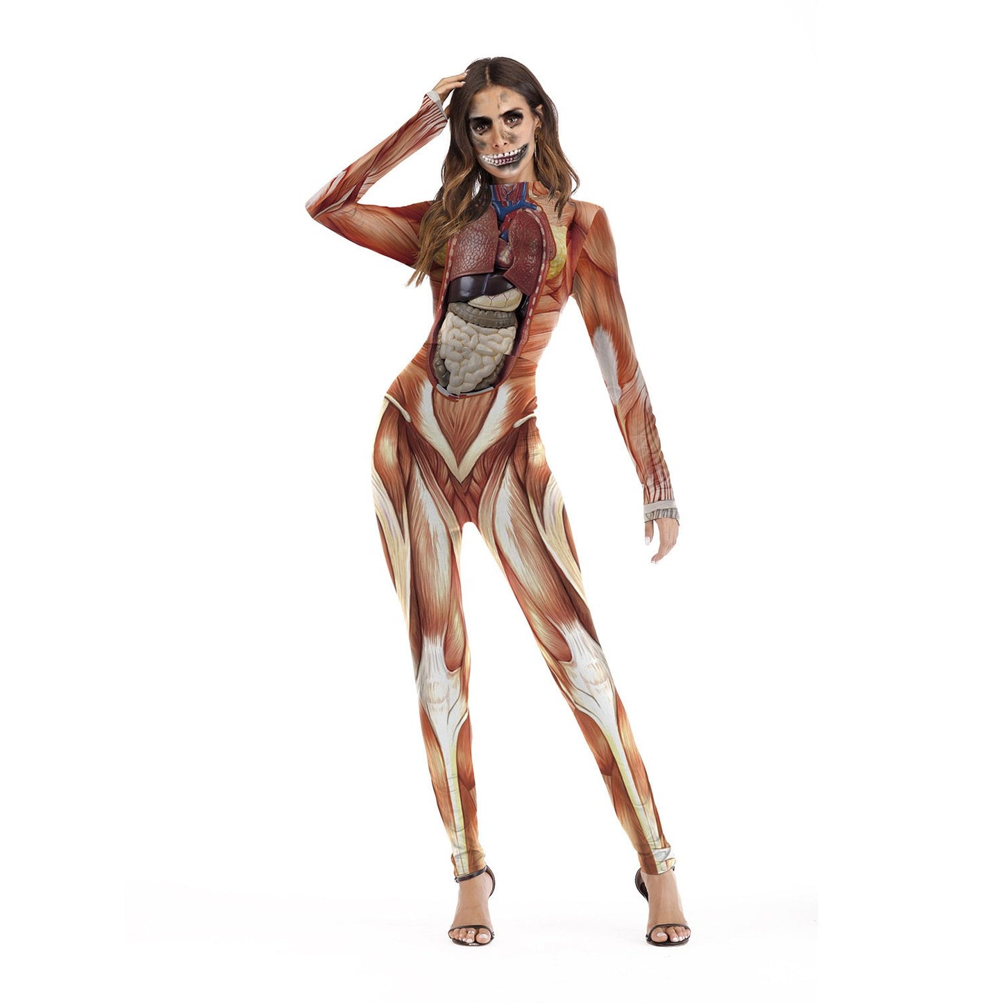 Halloween Long Sleeve Jumpsuit – Festival & Party Cosplay Costume for Women