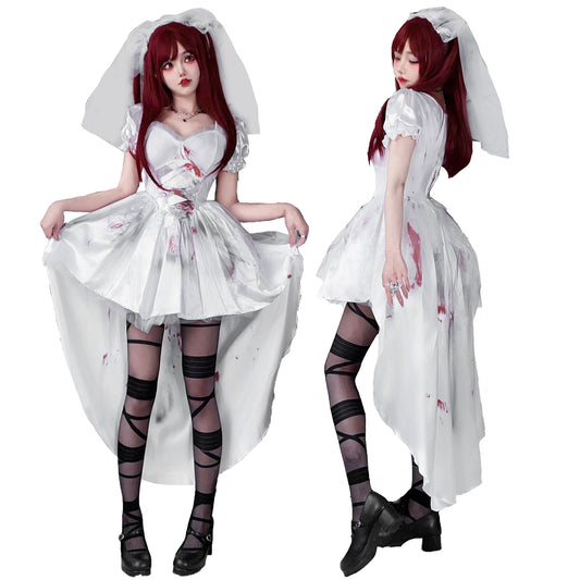 European and American style dark goth Halloween costume, adult witch costume, tailcoat, vampire bride performance dress