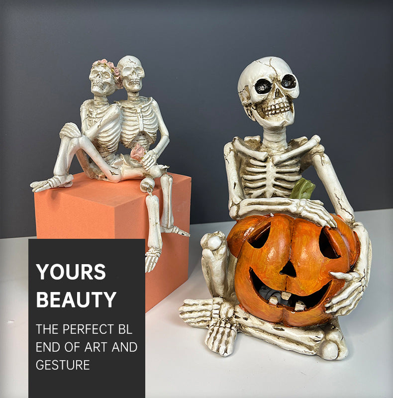 Halloween Hanging Foot Ghost Couple Skeleton Pumpkin Resin Decoration European Style Decoration