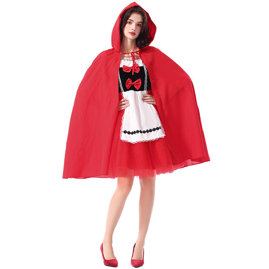 Fairy Tale Style Halloween Costume Red Riding Hood Castle Cape Princess Dress Parent-Child Matching Stage Performance Outfit