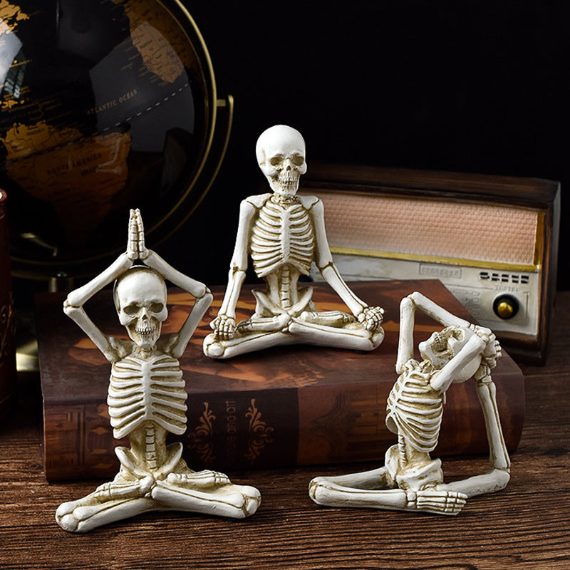 Halloween Ghost Festival Yoga Skull Figure Decoration Ornaments Skull Resin Crafts Small Decoration