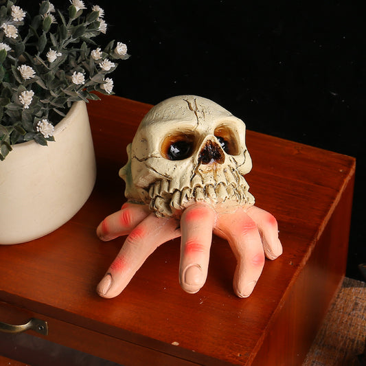 Halloween skull simulation hand horror courtyard resin ornament Ghost Festival skull conch ghost hand parody decoration