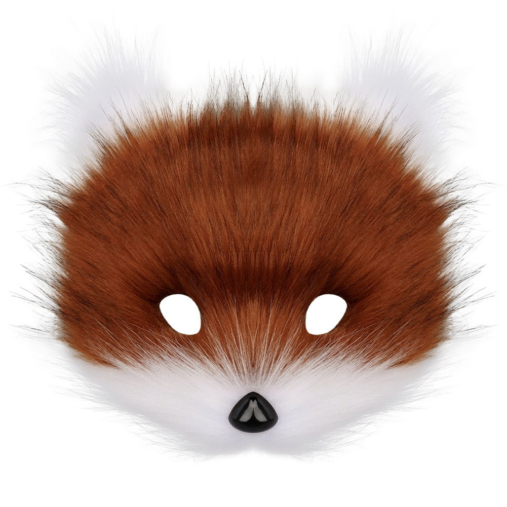 Halloween suit simulation fox mask gloves plush fox tail handmade animal tail cos prop accessories