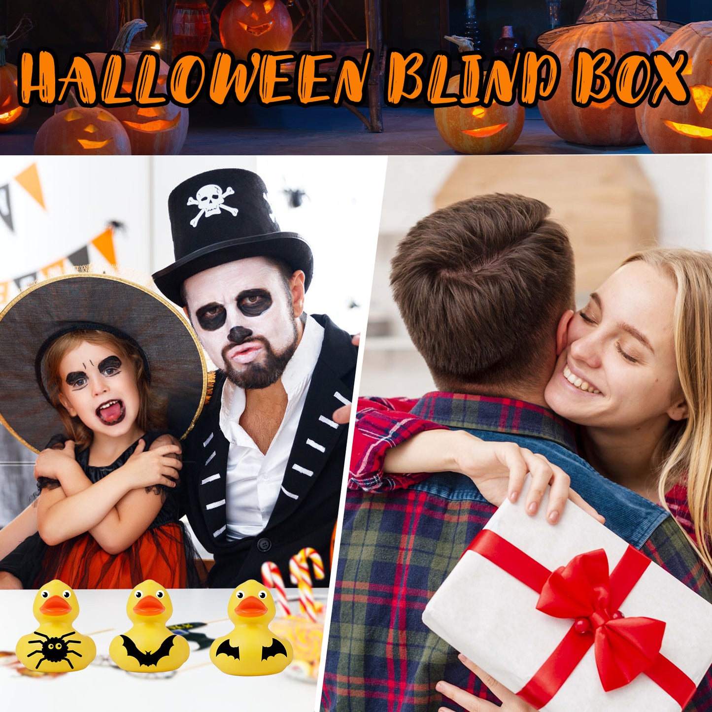 Halloween Duck Blind Box, Advent Countdown 24 Grid Surprise Decoration Rubber Duck Toy Gift Box
