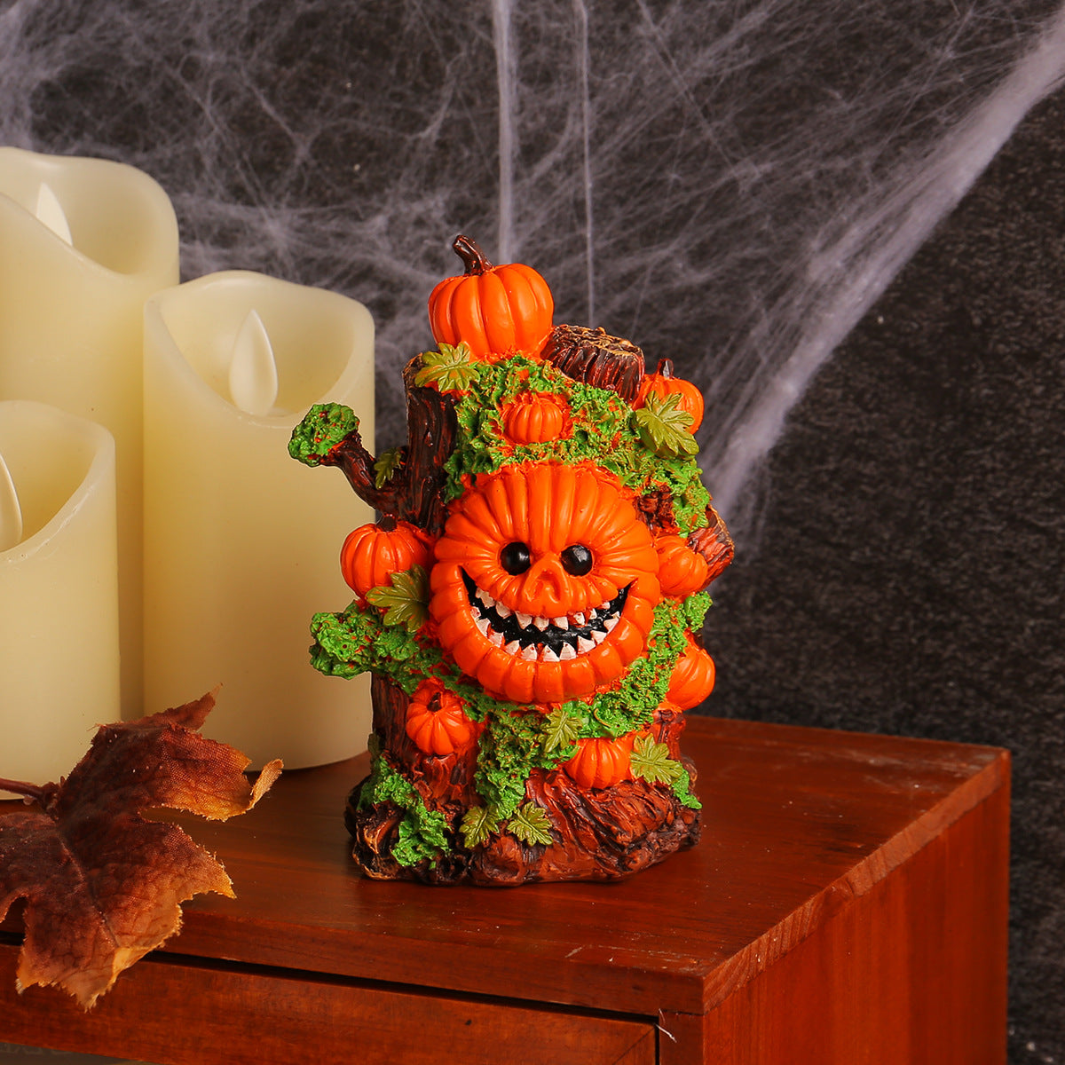 Halloween tree spirit green pumpkin monster ornaments desktop party funny skull tree horror atmosphere layout decoration