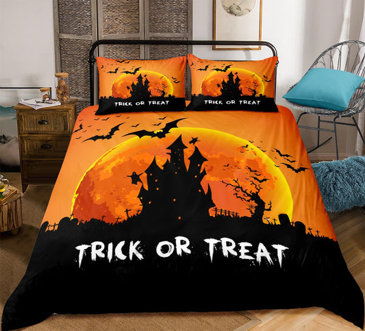 Halloween pattern home textile bed sheet quilt cover pillowcase three or four piece set