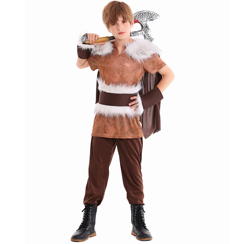 Halloween Kids Costume Viking Cosplay Stage Party Performance Outfit Viking Warrior Boy's Set