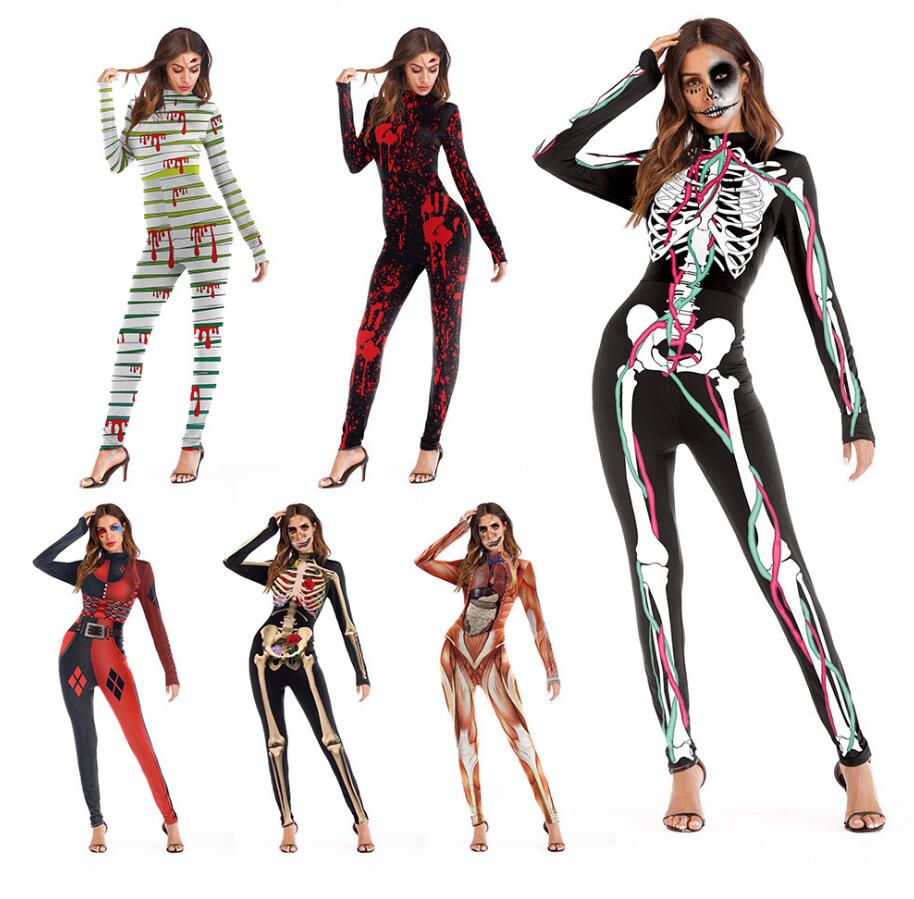 Halloween Long Sleeve Jumpsuit – Festival & Party Cosplay Costume for Women