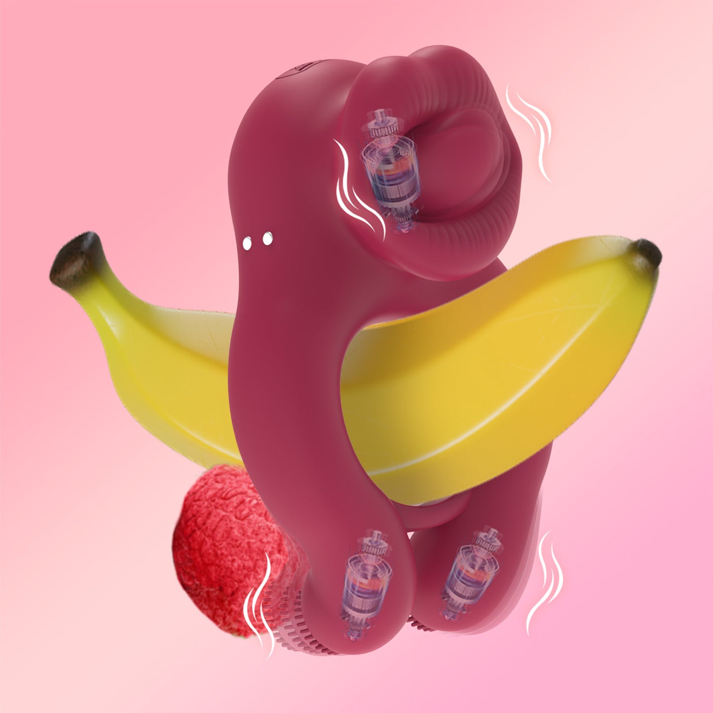 Three motor flirting couple sharing lock ring tongue vibration mini vibrator