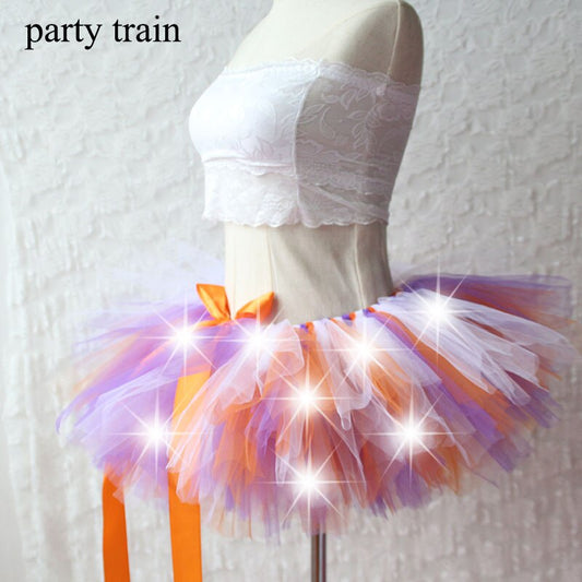 LED Light Up Tulle Tutu Skirt – Fluffy Ballet Mini Skirt for Women, Halloween & Party Costume