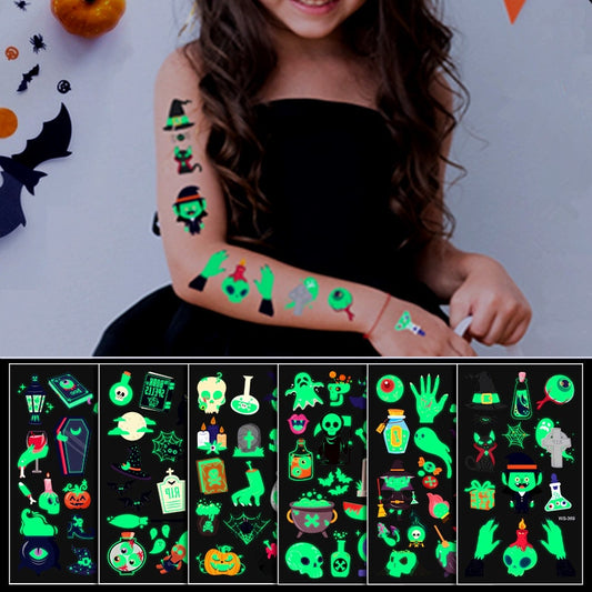 Halloween Decoration Luminous Tattoo Sticker Child Kid for Happy Birthday Party Decor Halloween Party Kids Favor Supplies