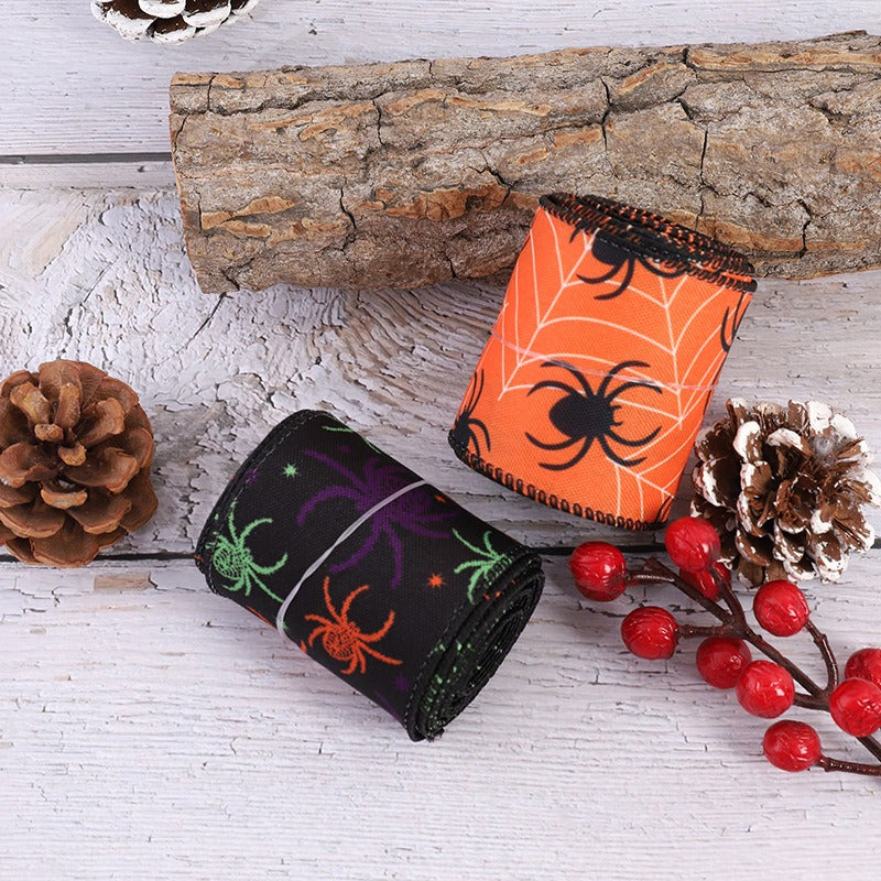 Creative Halloween spider print ribbon Halloween party decoration ribbon ribbon ribbon DIY decoration ribbon material