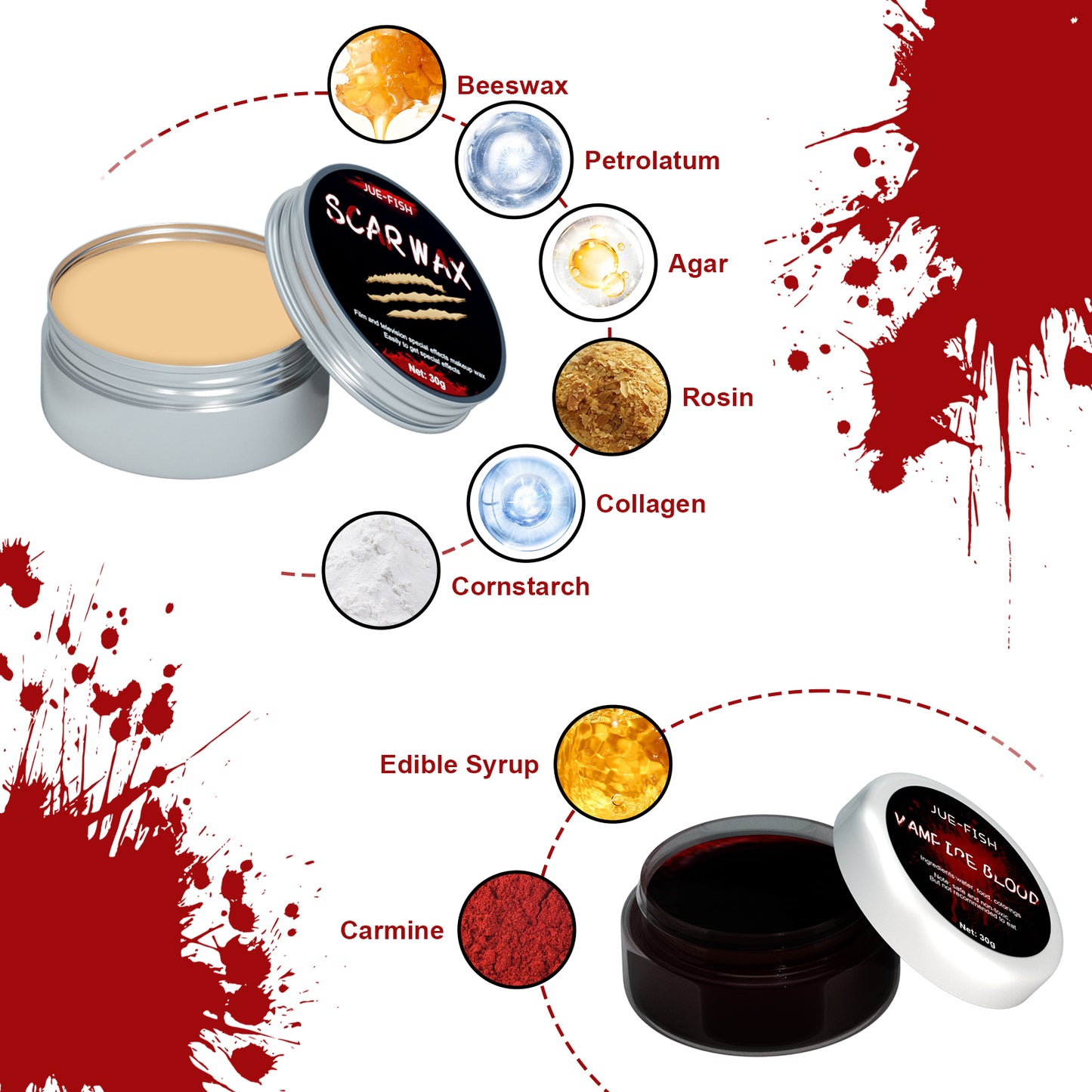 Halloween Makeup Kit, Simulates Plasma Skin Wax-Shaped Scar Water Wound Makeup Halloween Makeup Kit