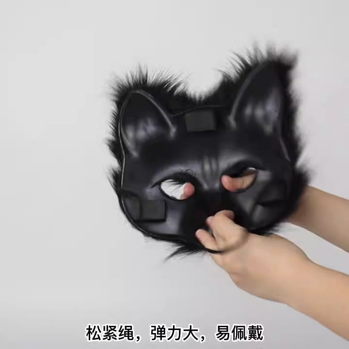 Halloween suit simulation fox mask gloves plush fox tail handmade animal tail cos prop accessories