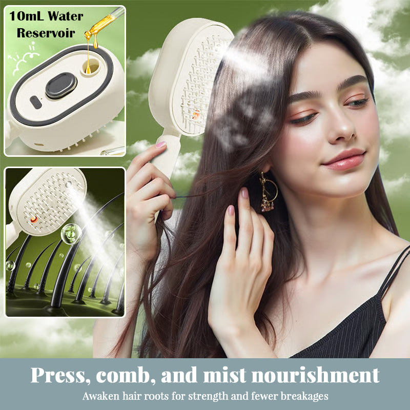 Electric Ionic Steam Hair Straightening Brush – Anti-Frizz Mist Comb for Smooth & Shiny Hair