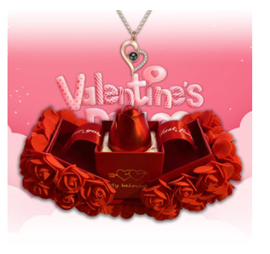 Romantic Radiance Set: Valentine's Day Soap Roses & Crystal Necklace