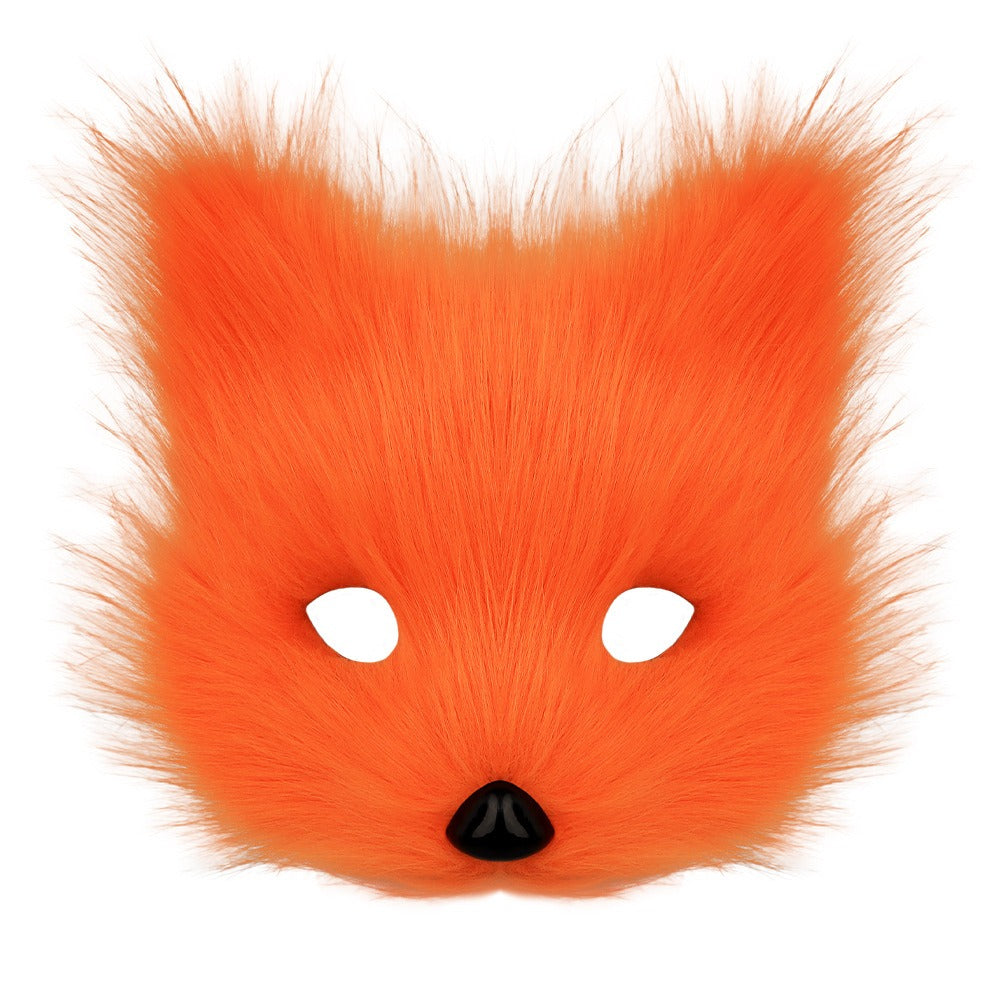 Halloween suit simulation fox mask gloves plush fox tail handmade animal tail cos prop accessories