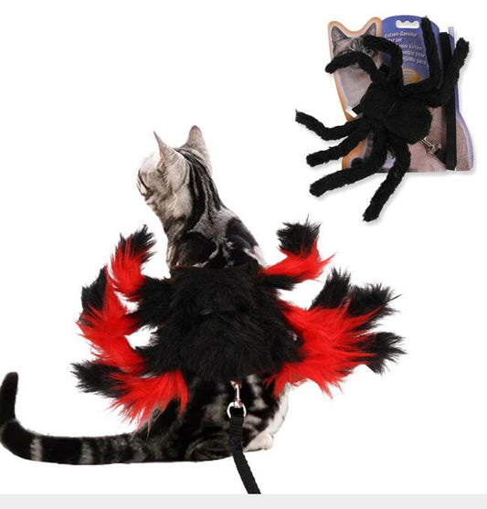 Cat Halloween Spider Harness Leash – Adjustable Pet Costume for Cats & Small Dogs