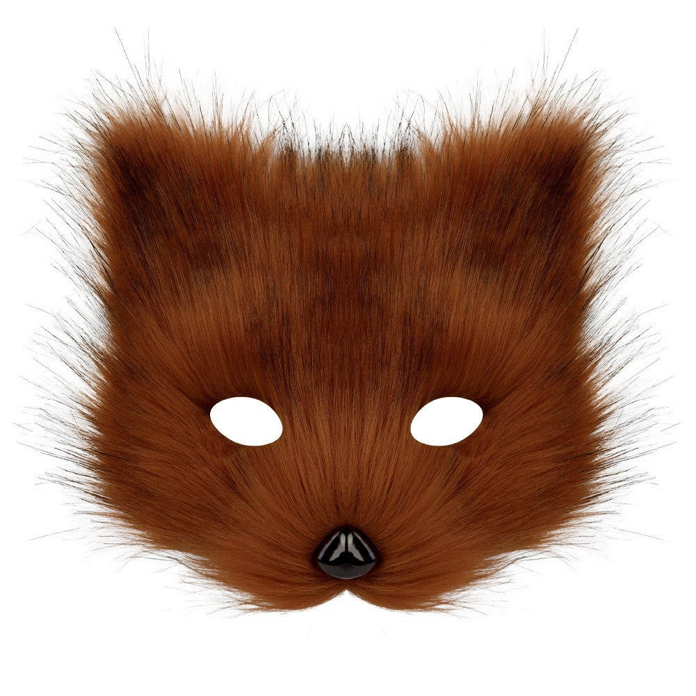 Halloween suit simulation fox mask gloves plush fox tail handmade animal tail cos prop accessories