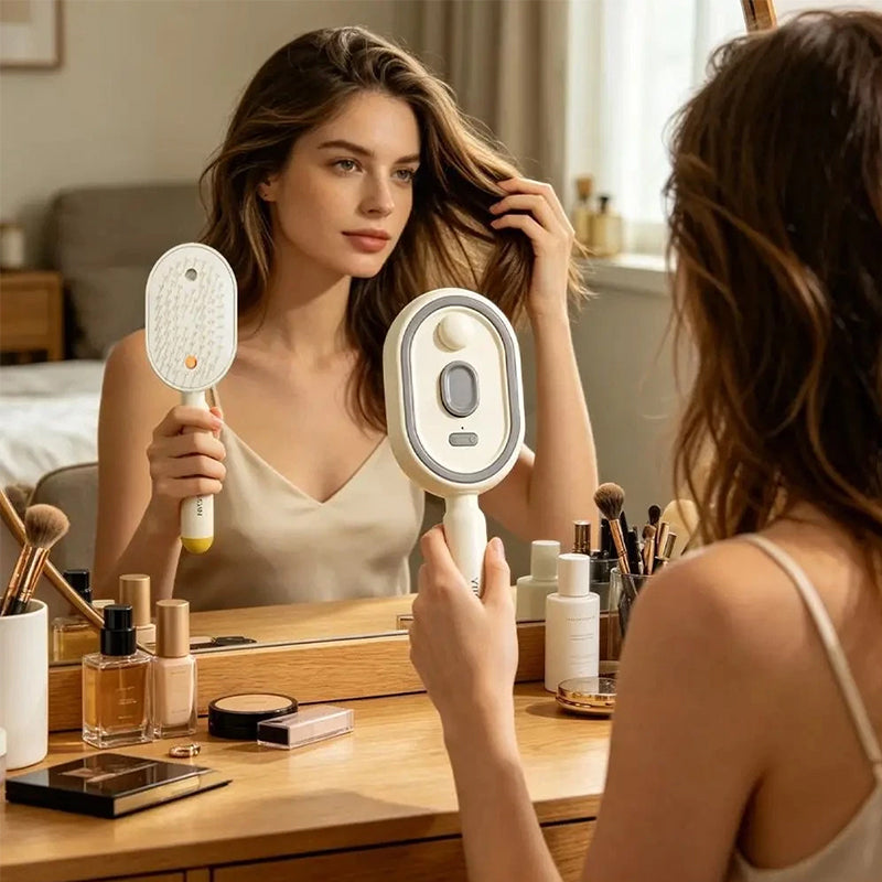 Electric Ionic Steam Hair Straightening Brush – Anti-Frizz Mist Comb for Smooth & Shiny Hair