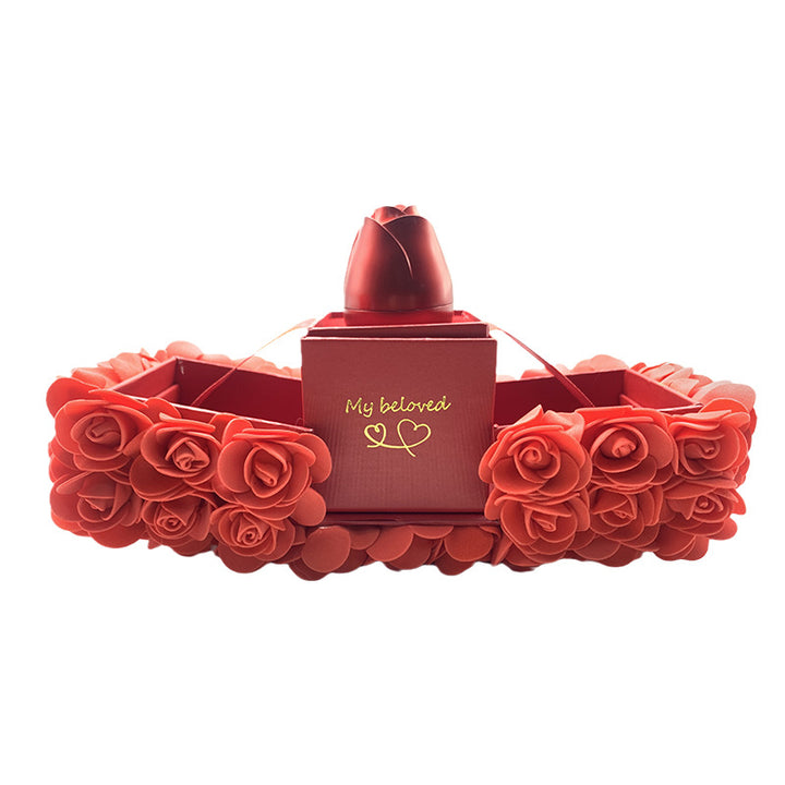 Romantic Radiance Set: Valentine's Day Soap Roses & Crystal Necklace