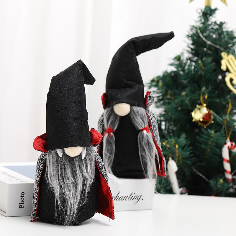 Halloween Dwarf Decoration Faceless Doll Black Witch Cloak Hat Vampire Doll Ornament Gift
