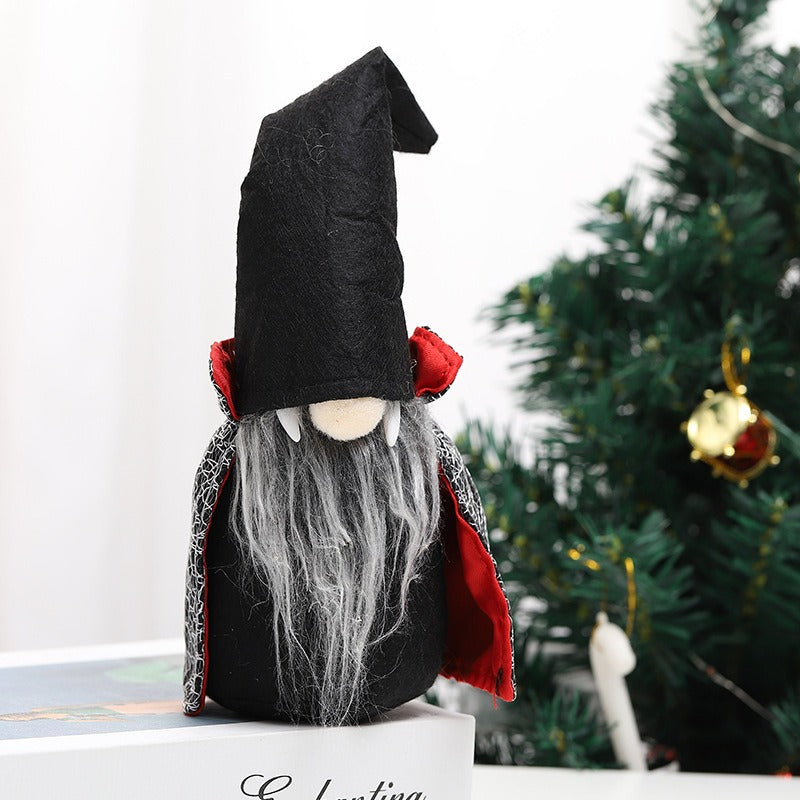 Halloween Dwarf Decoration Faceless Doll Black Witch Cloak Hat Vampire Doll Ornament Gift