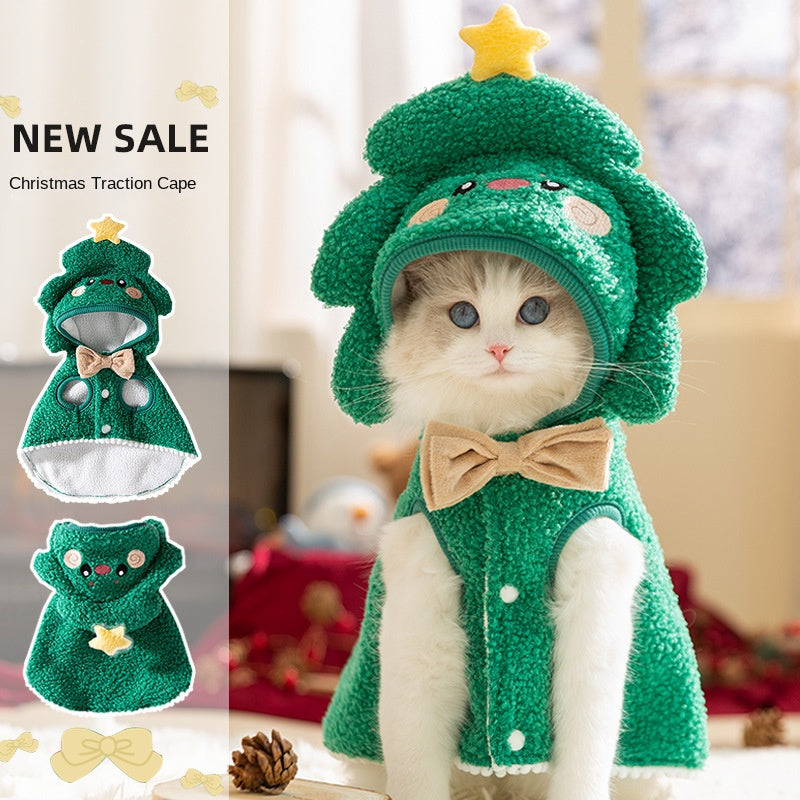 Cat Christmas Warm Thick Elk Cloak Small Dog Halloween Funny Pet Clothes