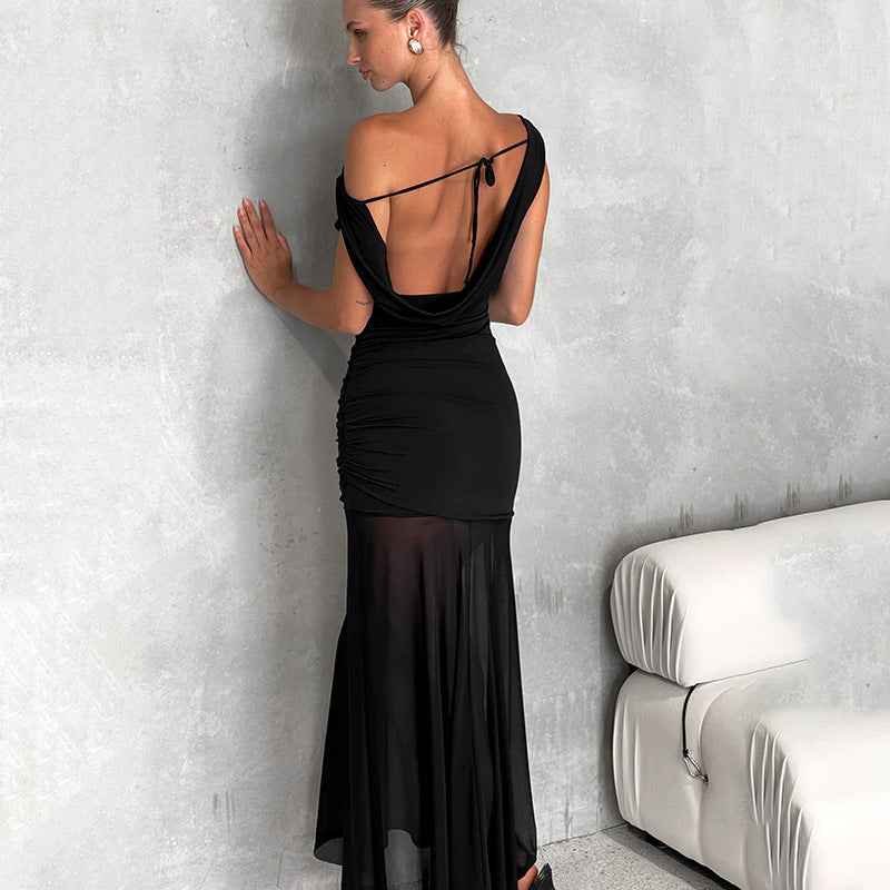 Dress maysha Pocket neck backless mesh