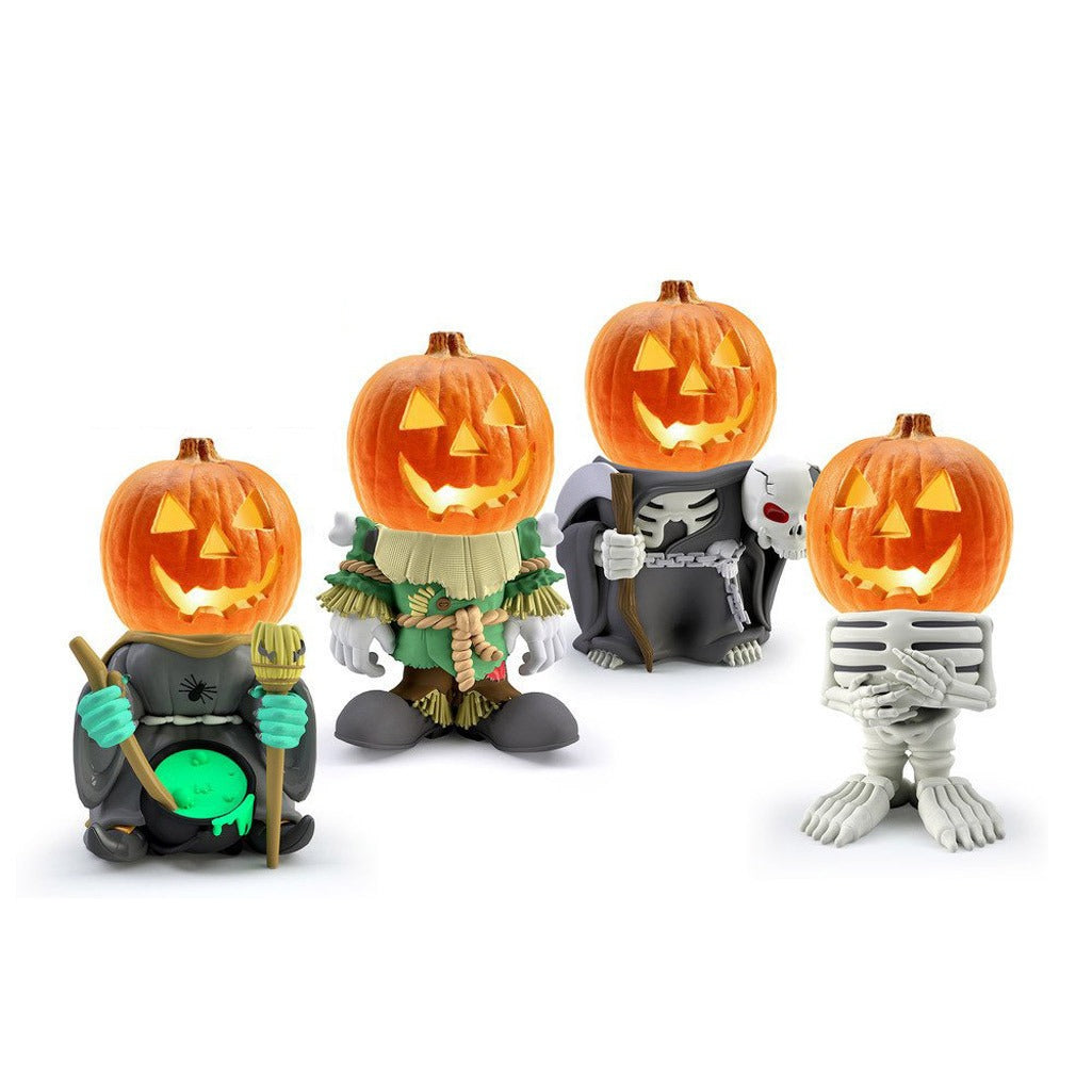Halloween gift pumpkin knight garden ornaments decorative luminous small pumpkin head resin ornaments