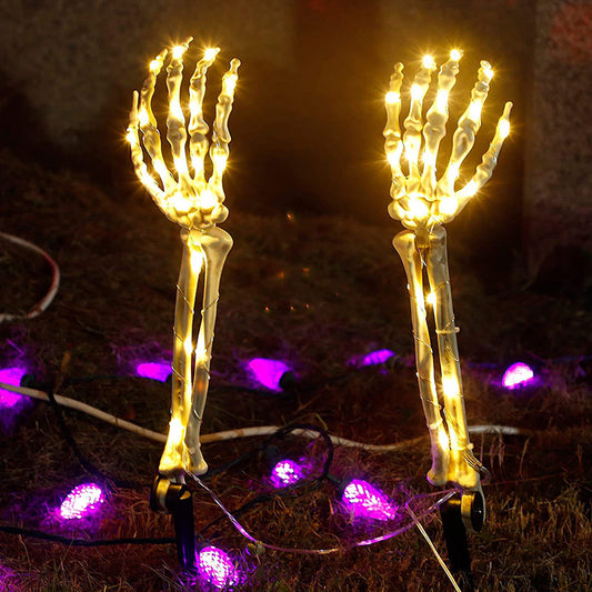 Halloween Ghost Hand Floor Lamp Led Copper Wire Light String Luminous Skull Hand Ghost Festival Layout Props